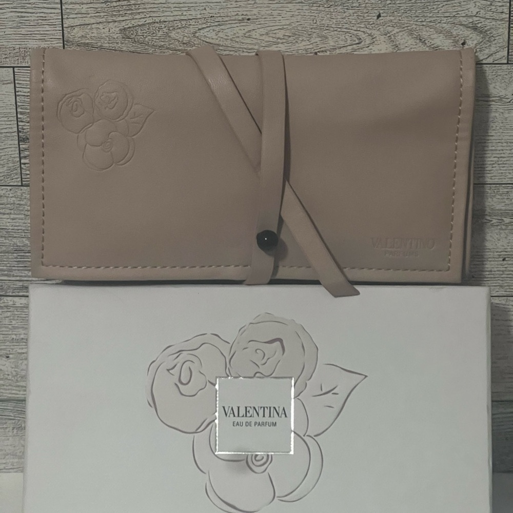 GWP: Valentino Parfum Taupe Travel Bag with Embossed Floral Design
